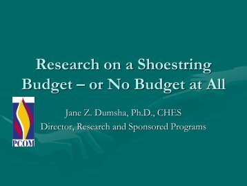 Conducting Research on a Shoestring Budget - OPTI-West