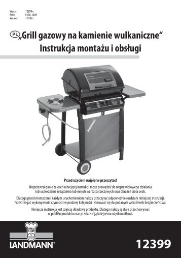 „Grill gazowy na kamienie wulkaniczne“ Instrukcja montażu i obsługi ...