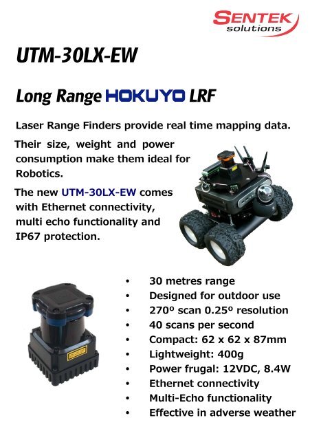 UTM-30LX-EW datasheet - Sentek Solutions