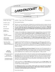 Letter from the PTA President - Carderock Springs PTA