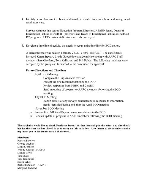 Ad Hoc Committee on 2015 & Beyond BOD Report - AARC.org