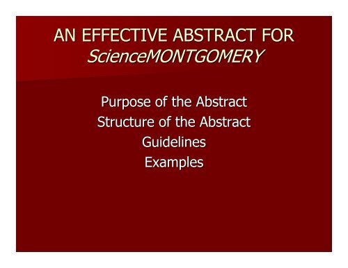 Writing the abstract - Science Montgomery
