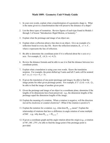 math 1009 geometry unit 9 study guide