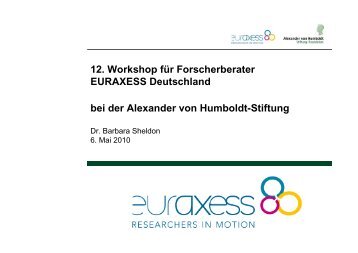 Neues aus der Humboldt-Stiftung und von EURAXESS Deutschland