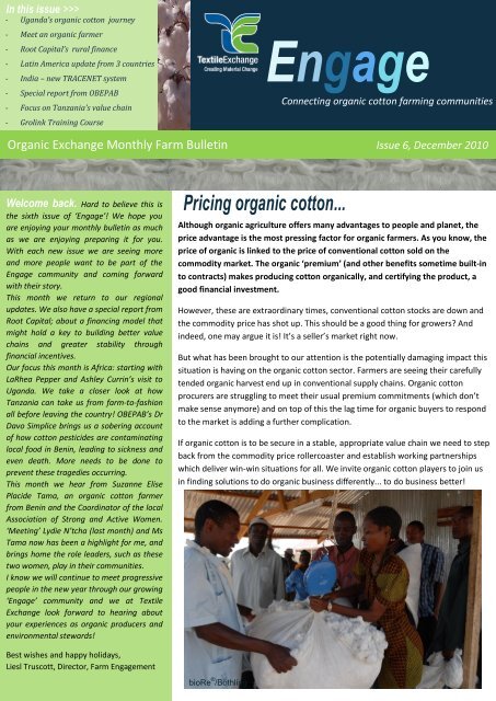 Pricing organic cotton...