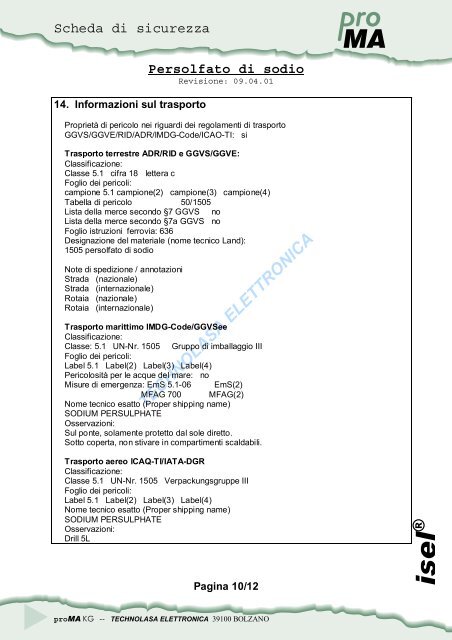 Persolfato di sodio - Technolasa