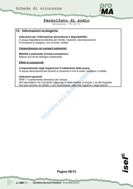 Persolfato di sodio - Technolasa