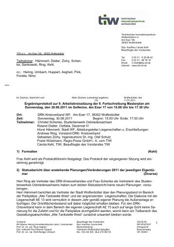 Download Ergebnisprototkoll vom 30.06.2011 - TIW - Technisches ...