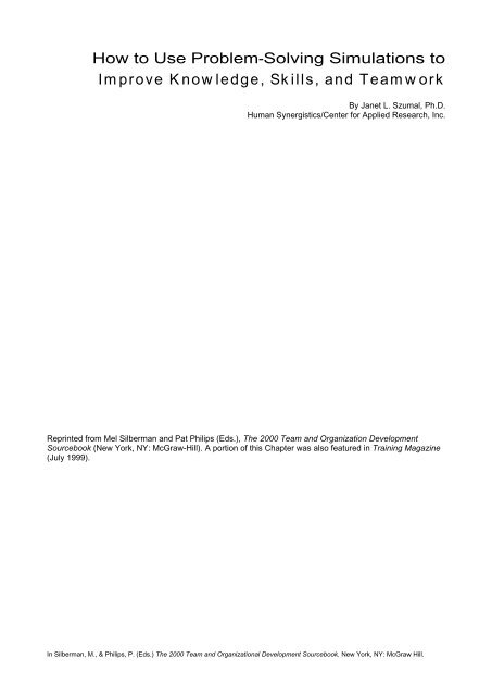 How to Use Problem-Solving Simulations - Human Synergistics ...
