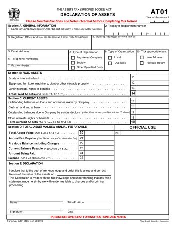 Form AT01 - Tax Administration Jamaica