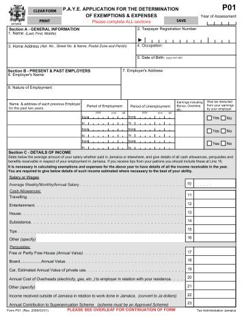 Form P01 - Tax Administration Jamaica