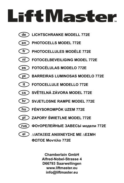 LICHTSCHRANKE MODELL 772E ... - liftmaster.de