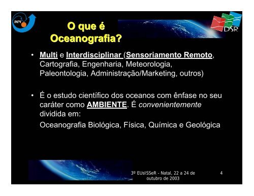 SENSORIAMENTO REMOTO EM OCEANOGRAFIA - INPE/OBT/DGI