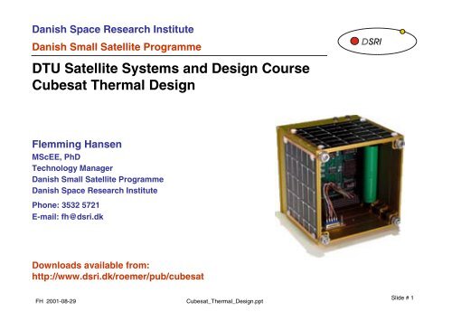 DTU Satellite Systems and Design Course Cubesat Thermal ... - CRN