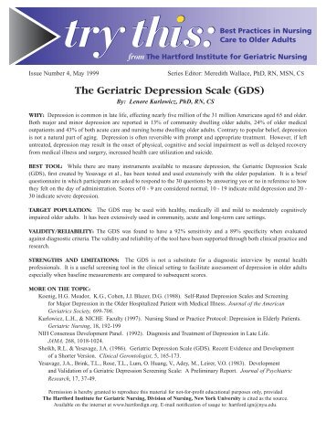 The Geriatric Depression Scale (GDS) - IHE Wiki