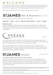 Bar and Brasserie Menu - St James Theatre