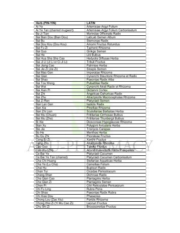 Herb (PIN-YIN) - Acu-Pharmacy