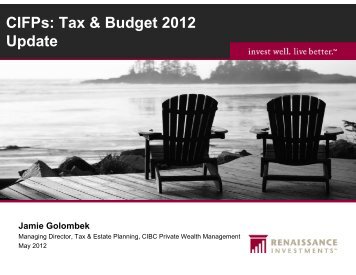 CIFPs: Tax & Budget 2012 Update