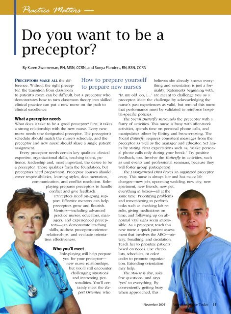 Do you want to be a preceptor? - American Nurse Today