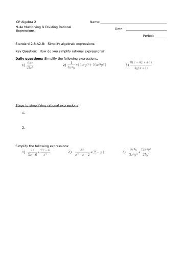 9.4a Multiplying & Dividing Rational Expressions - WilsonSD.org