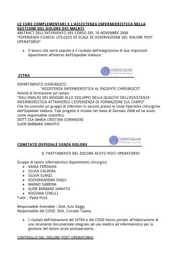 COMITATO OSPEDALE SENZA DOLORE - Ipasvi