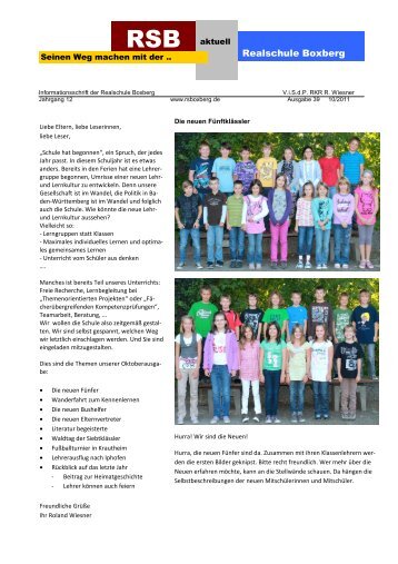 Ausgabe 39 10/2011 - Realschule Boxberg