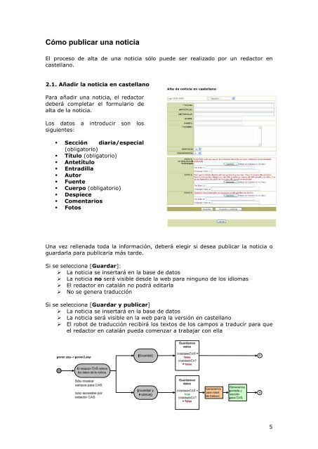 Funcionamiento del gestor de noticias Especiales Comunes