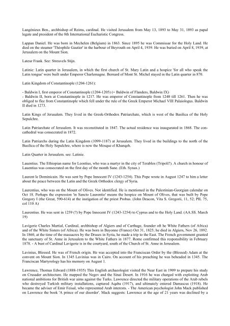 List of Christians in the Holy Land - documentacatholicaomnia.eu