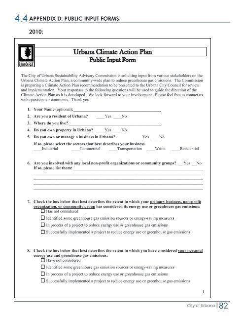 CLIMATE ACTION PLAN - City of Urbana