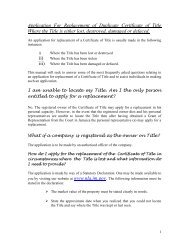 Application For Replacement of Duplicate Certificate of Title Where ...