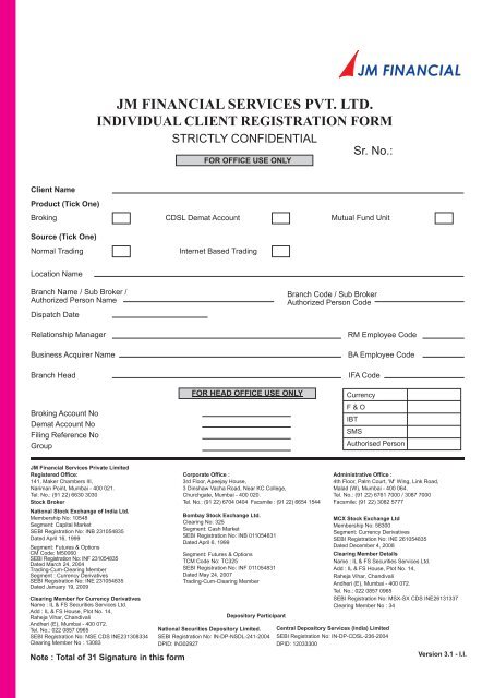 jm financial services pvt. ltd. individual client registration form