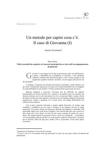 Un metodo per capire cosa c'Ã¨. Il caso di Giovanna (I) - Istituto ...