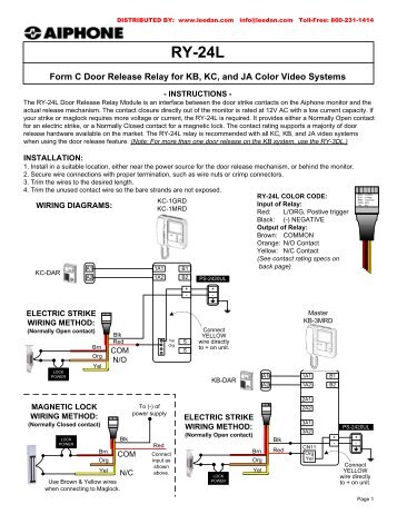 AIPHONE RY-24L Door Release Relay Module for KB KC JA Systems