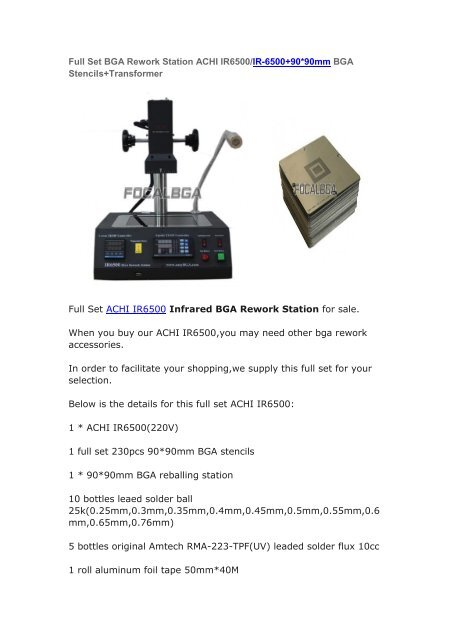 Full Set BGA Rework Station ACHI IR6500/IR-6500+90*90mm BGA ...