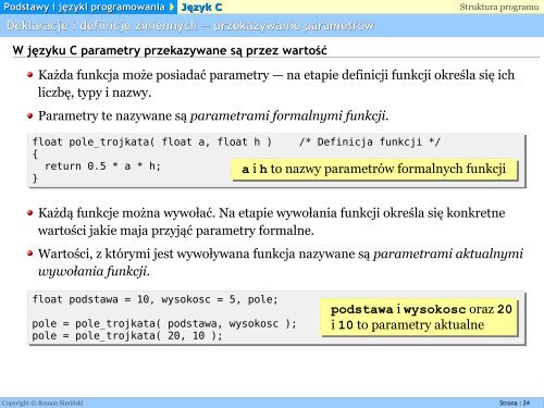 Wprowadzenie do programowania w jÄzyku C â struktura programu