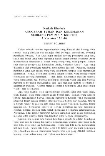 Naskah Khotbah ANUGERAH TUHAN DAN KELEMAHAN ...