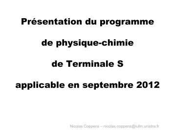 PrÃ©sentation du programme de physique-chimie de Terminale S ...