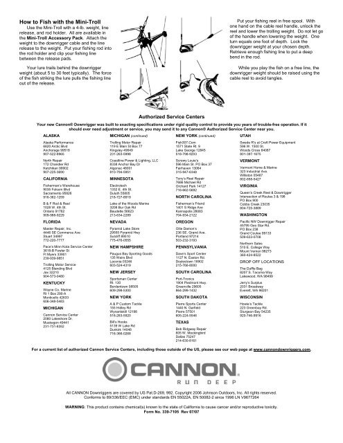 Mini-Troll Manual - Cannon Downriggers