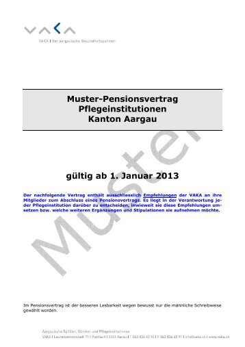 VAKA Muster-Pensionsvertrag - Vereinigung Aargauischer ...