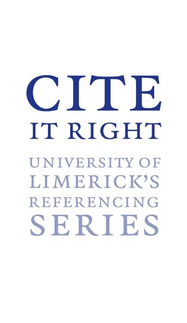 Cite It Right - University of Limerick