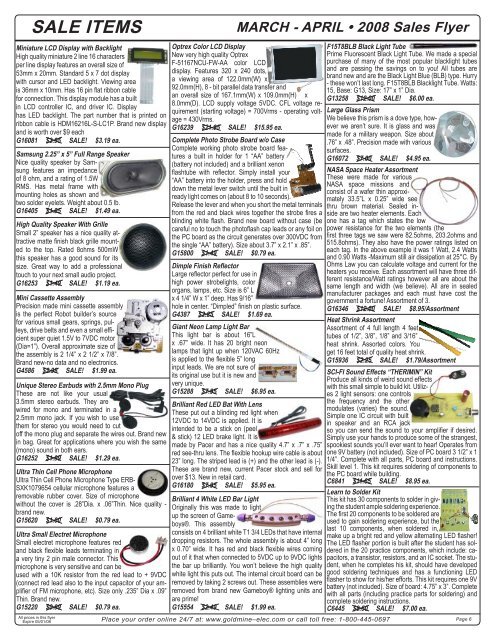 MARCH & APRIL â¢ 2008 SALES FLYER - Electronic Goldmine