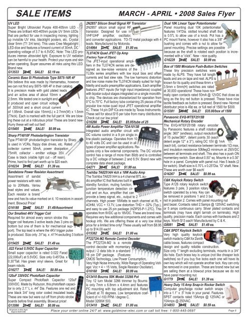 MARCH & APRIL â¢ 2008 SALES FLYER - Electronic Goldmine