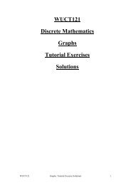 WUCT121 Discrete Mathematics Graphs Tutorial Exercises Solutions