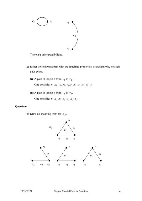 WUCT121 Discrete Mathematics Graphs Tutorial Exercises Solutions