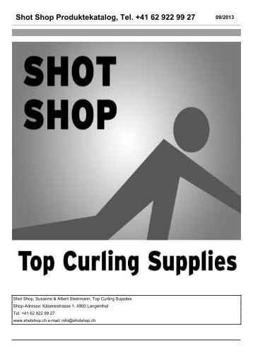 Shot Shop Produktekatalog, Tel. +41 62 922 99 27