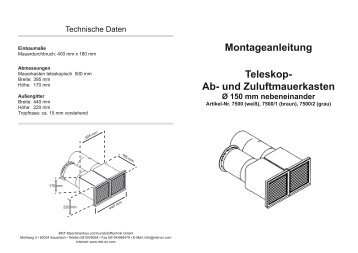 Montageanleitung Teleskop- Ab- und Zuluftmauerkasten - MKT GmbH