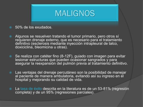 INDICACIONES DEL DRENAJE PLEURAL guiado por técnicas de ...