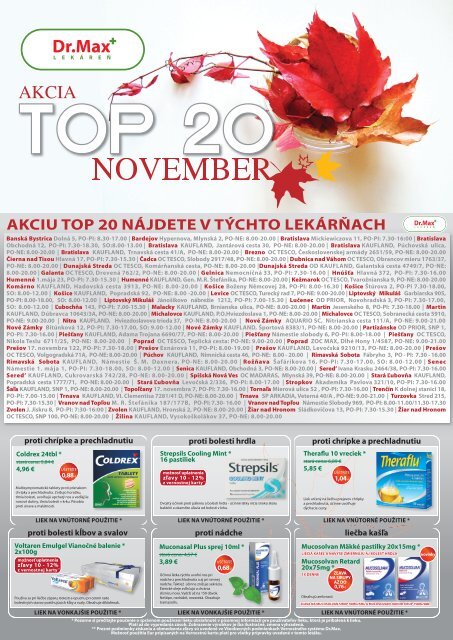 AKCIU TOP 20 NÃJDETE V TÃCHTO LEKÃRÅ‡ACH - LekÃ¡reÅˆ Dr.Max