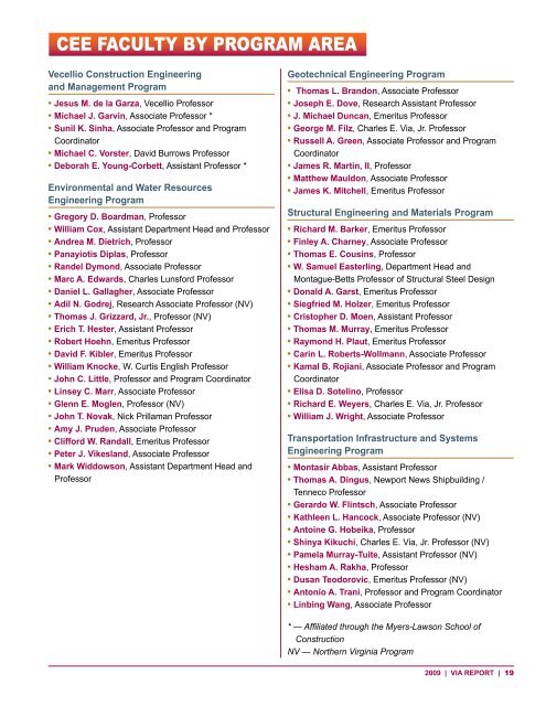 Annual Report Year 2009 - Civil and Environmental Engineering