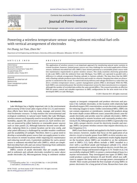 Powering a wireless temperature sensor using sediment microbial ...